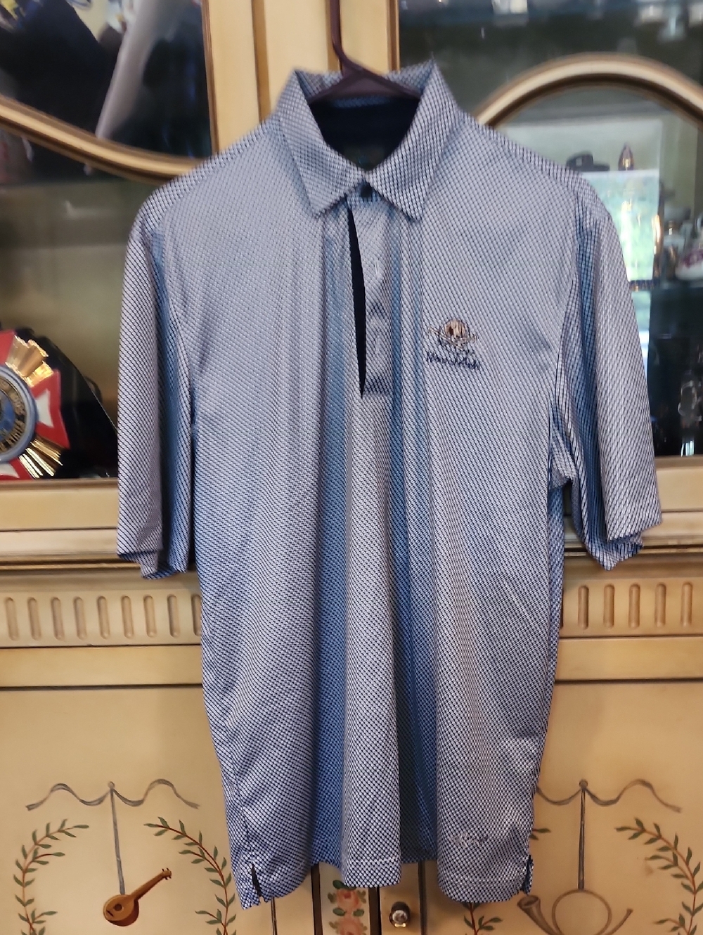 Greg Norman Collection Light Blue Micro-Pattern Polo Shirt